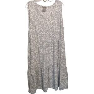 Marty M Medium Linen Blend Tiered Dress XXL Lagenlook Boho Coastal Cowgirl